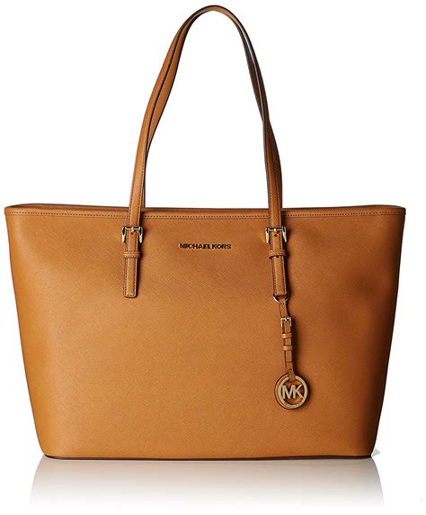 michael michael kors jet set leather tote bag|Michael Kors large open tote.